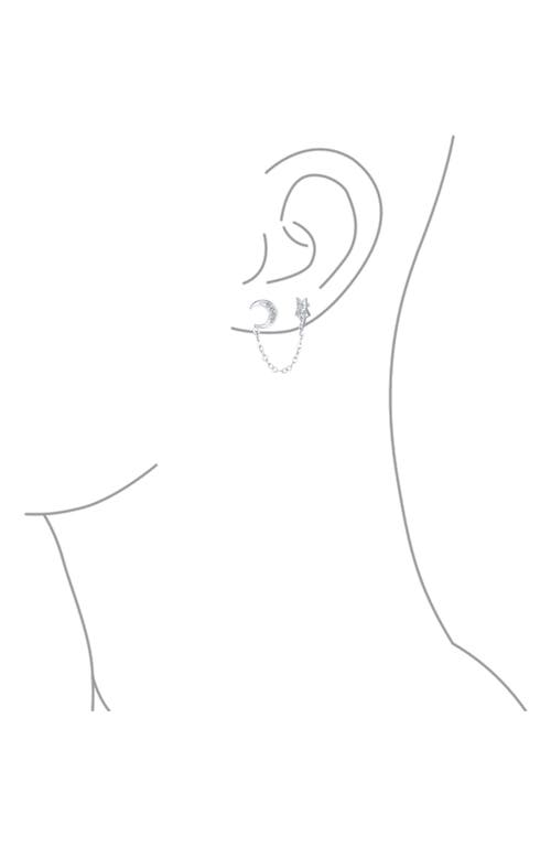 Bling Jewelry Moon & Star Helix Chain Earring Set In Metallic