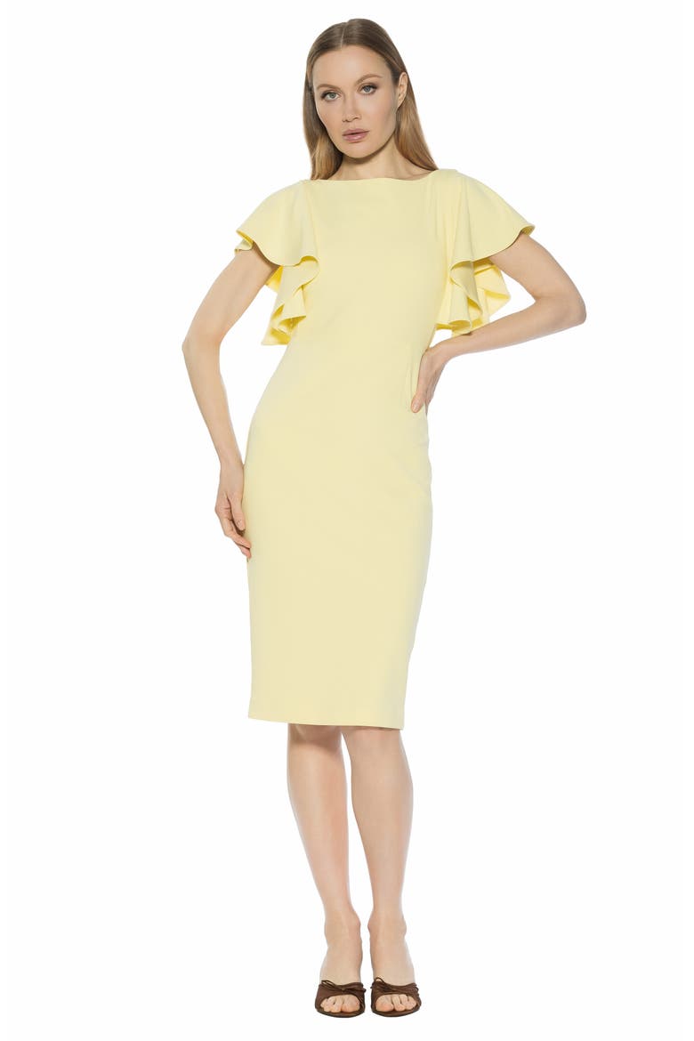 Sherri Boatneck Ruffle Sleeve Midi Dress, Alternate, color, BUTTER YELLOW
