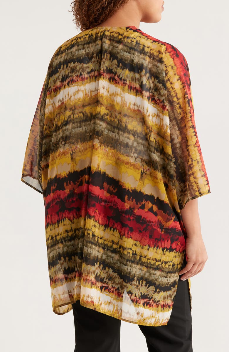 Anne Klein Printed Asymmetric Tie Front Cardigan, Alternate, color, 