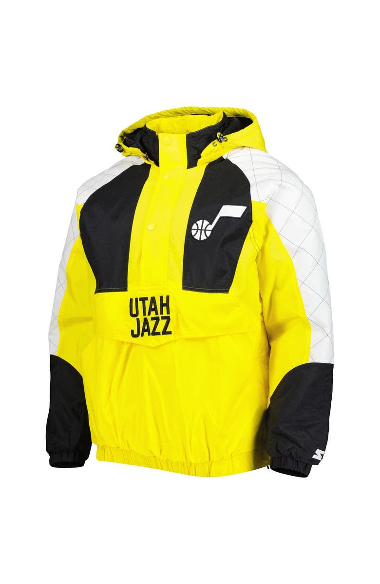 STARTER Men's Starter Gold Utah Jazz Body Check Raglan Hoodie Half-Zip Jacket, Alternate, color, Gold