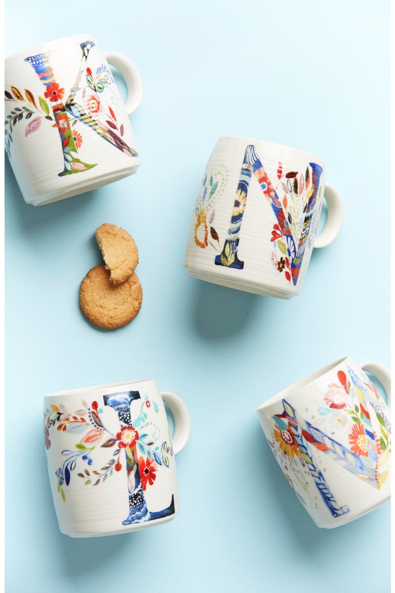 Anthropologie Petal Palette Monogram Mug, Main, color, PINK - L