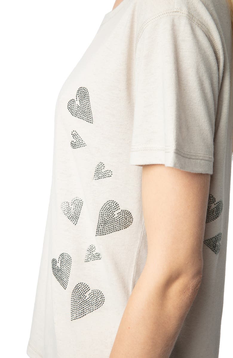 Zadig & Voltaire Marta Rain Strass Heart Embellished T-Shirt, Alternate, color, 
