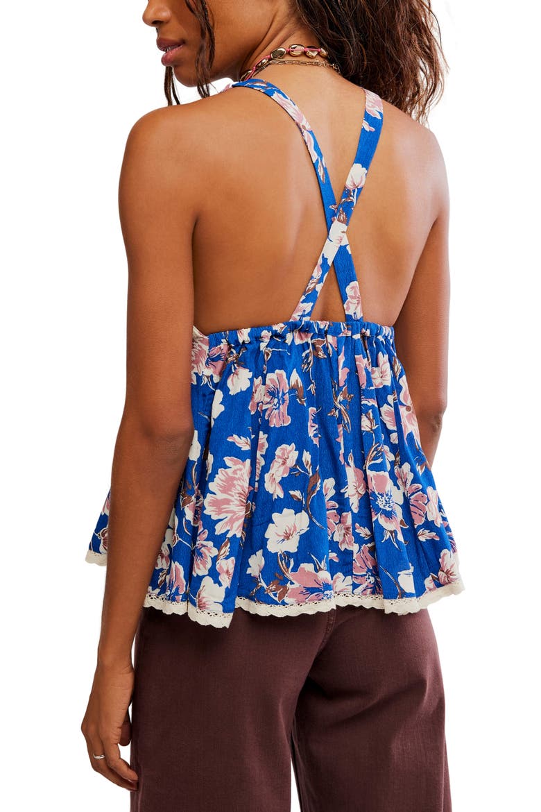 Rome Printed Lace Trim Tank, Alternate, color, NAVY COMBO