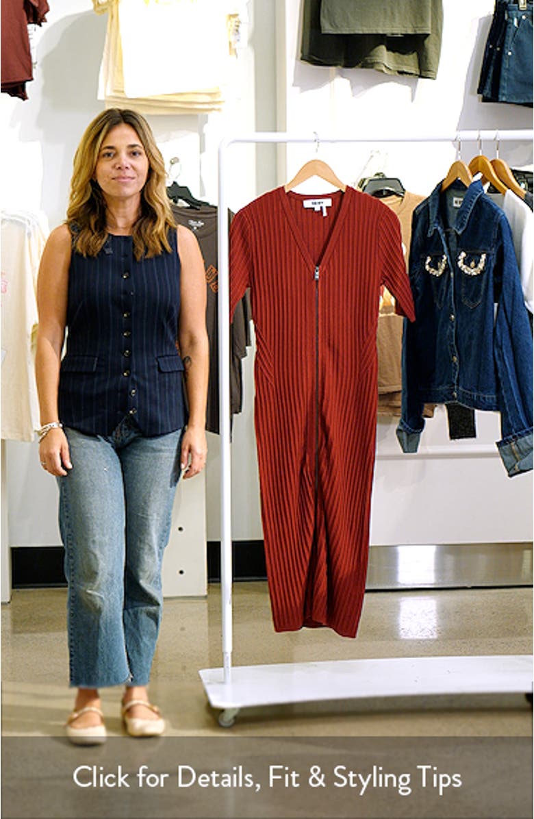 Ribbed Front Zip Sweater Dress, sales video thumbnail