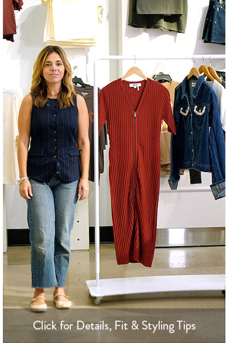 Ribbed Front Zip Sweater Dress video