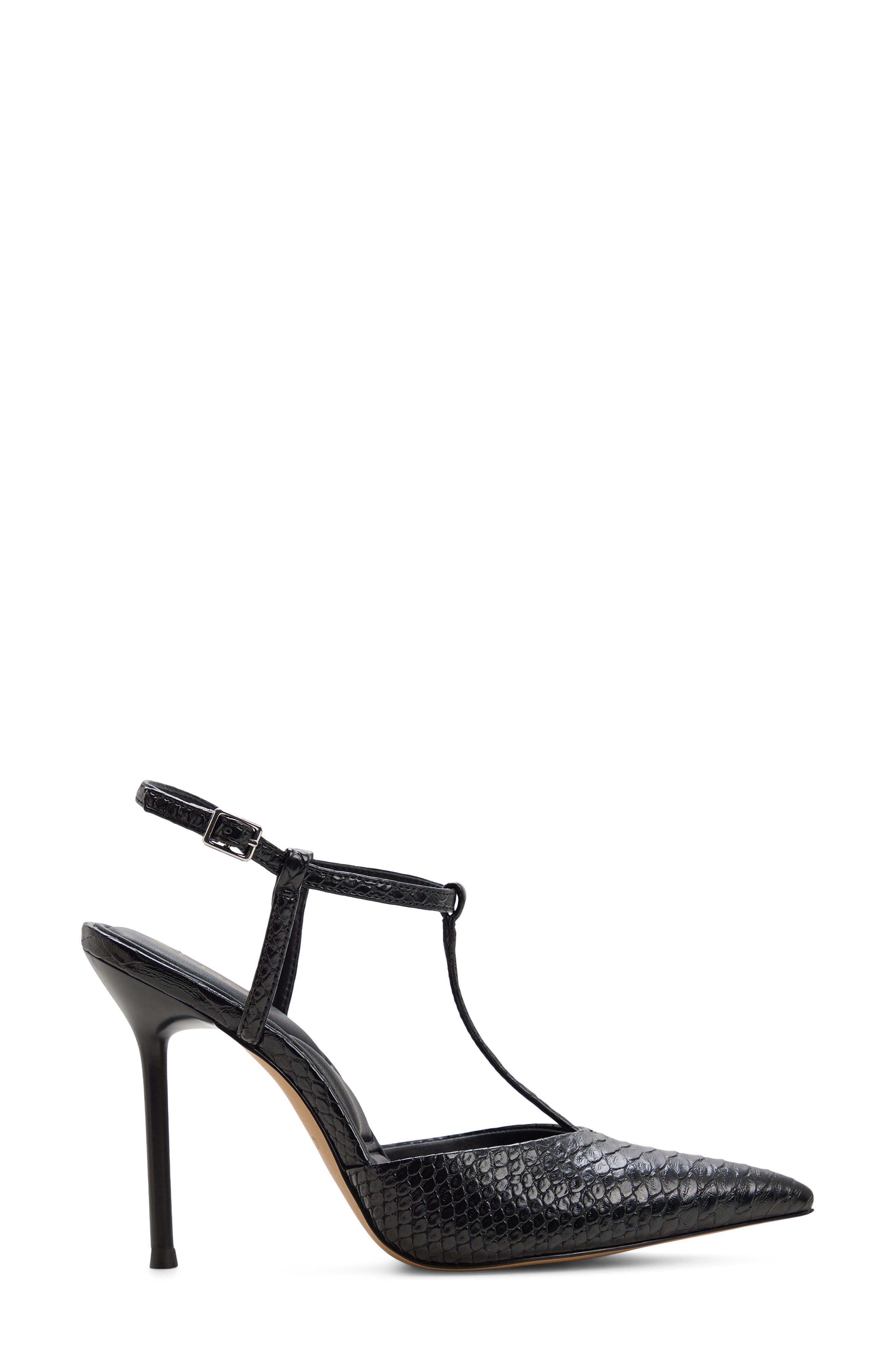 Leonniah Croc Embossed Leather Pump, Alternate, color, BLACK