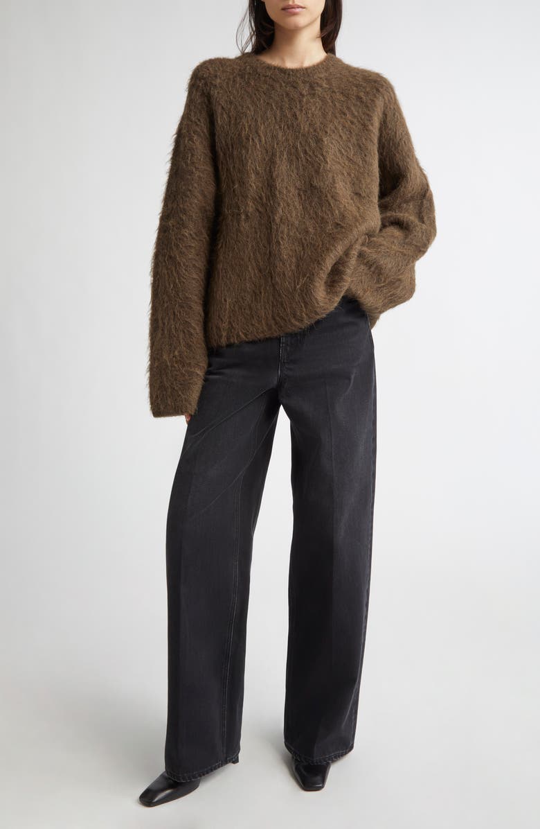 TOTEME High Waist Wide Leg Jeans, Alternate, color, Faded Black