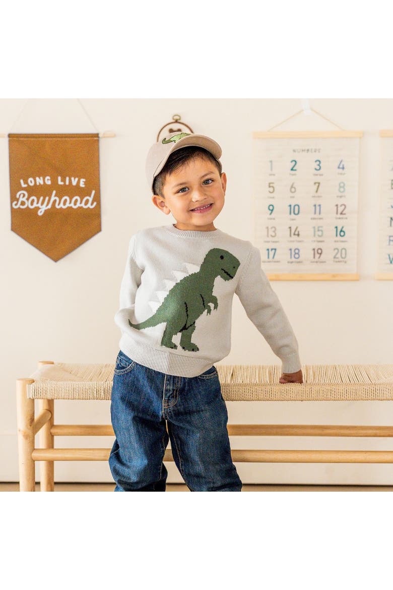 Dinosaur Sweater, Alternate, color, Light Grey