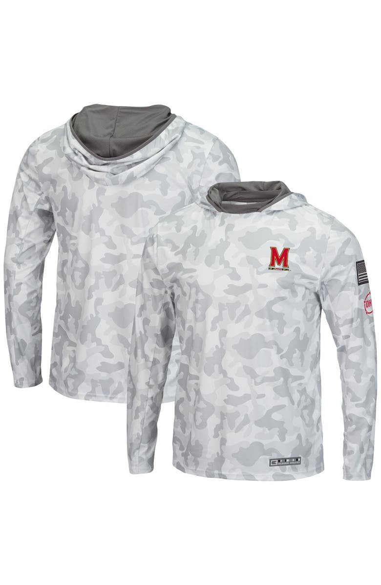 COLOSSEUM Men's Colosseum Arctic Camo Maryland Terrapins OHT Military Appreciation Long Sleeve Hoodie Top, Main, color, Arctic Camo