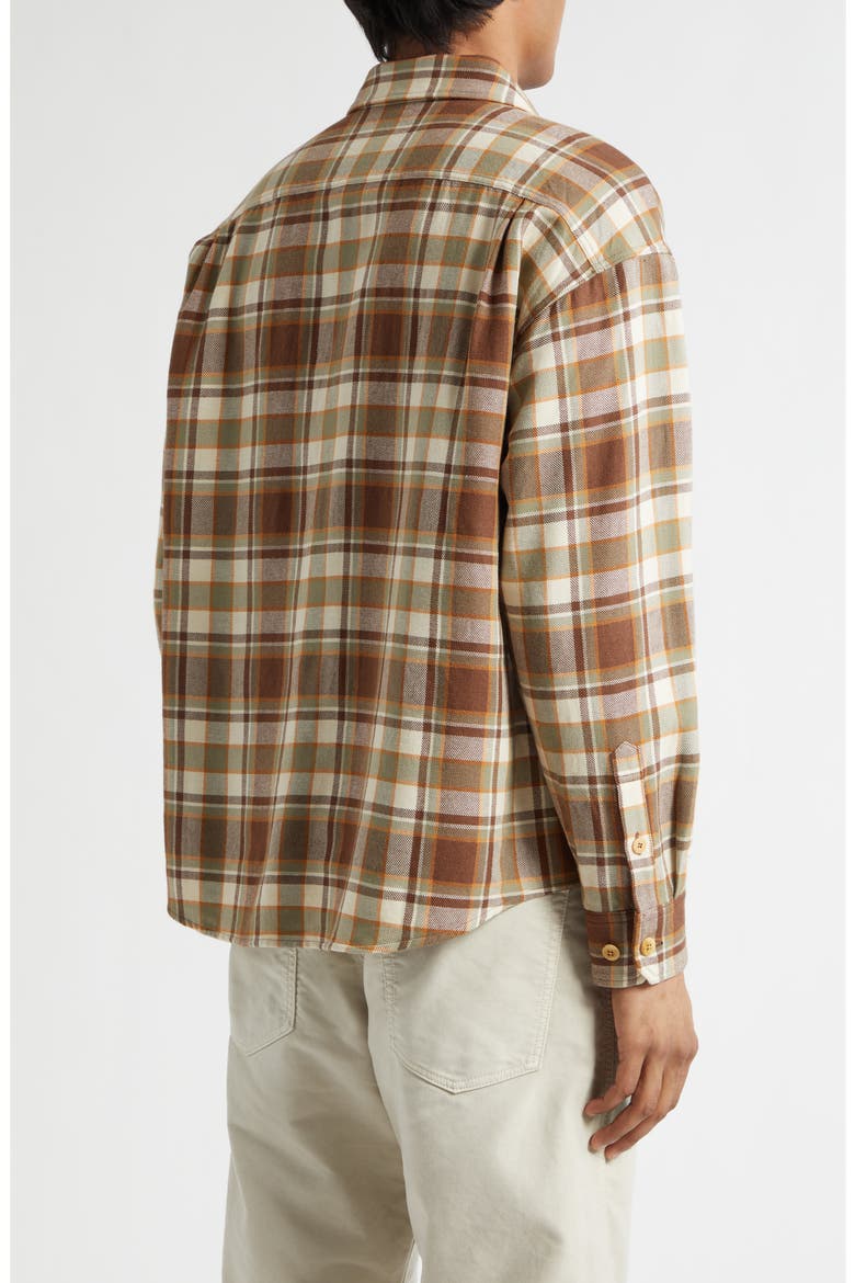 Lumber Check Flannel Button-Up Shirt, Alternate, color, BROWN