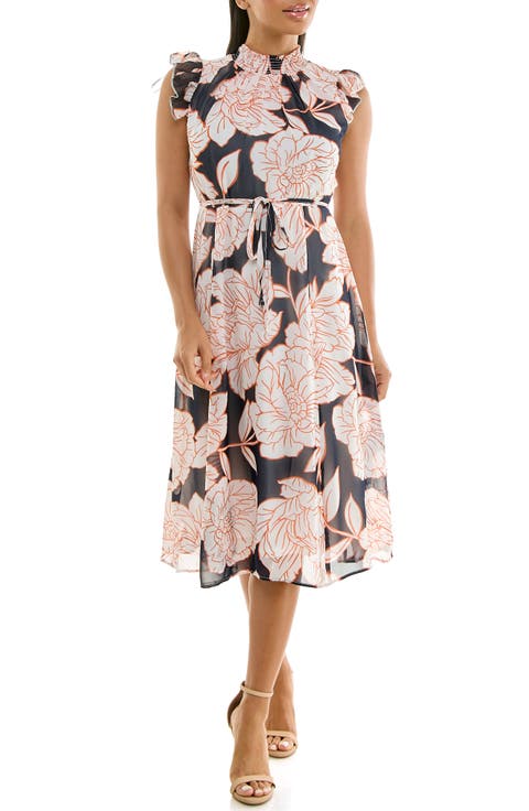 Smock Chiffon Midi Dress