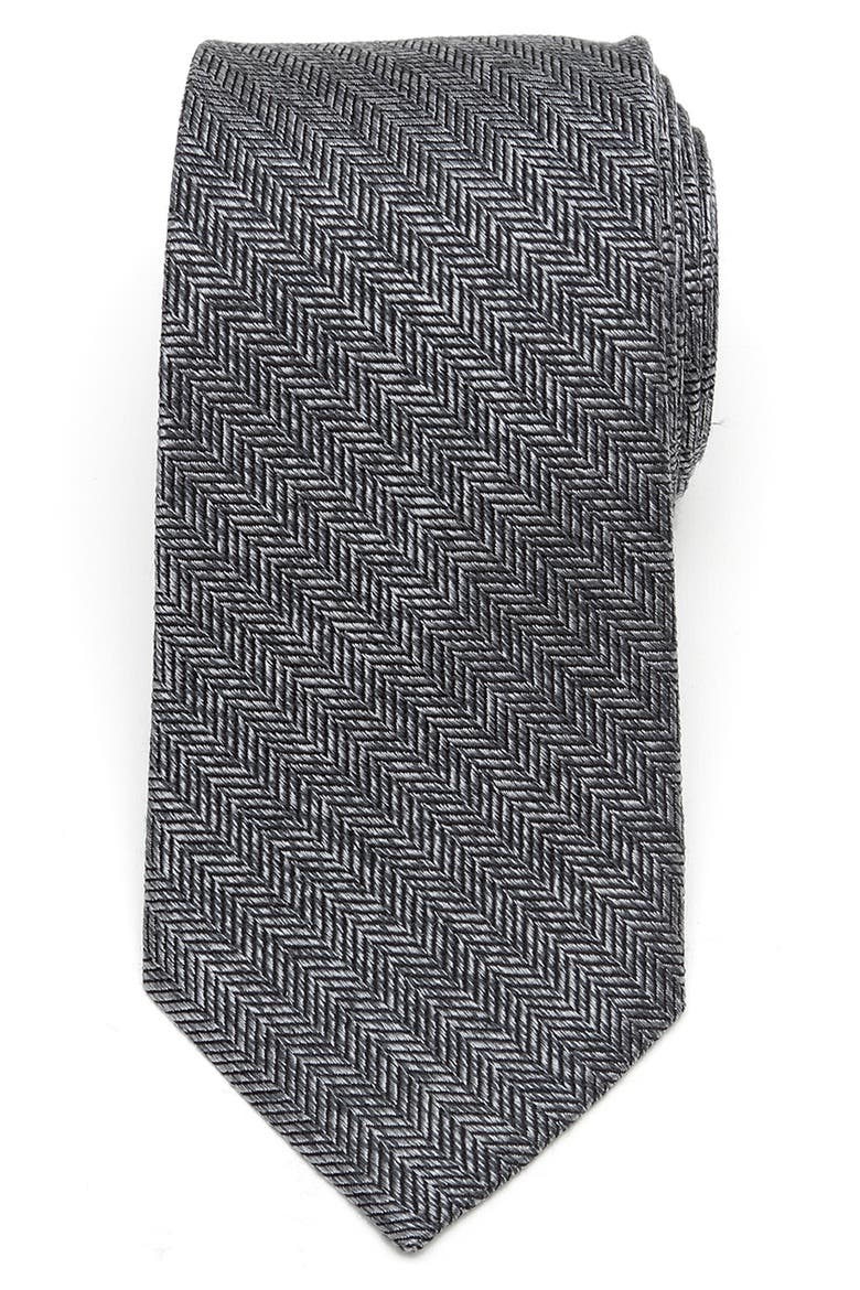 Herringbone Silk Tie, Alternate, color, GRAY