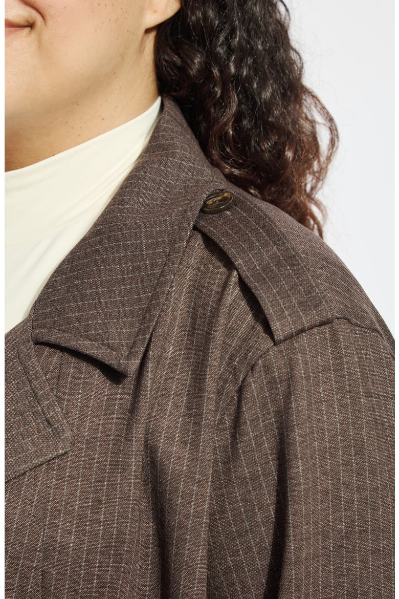 Thora Hairline Striped Cropped Double Breasted Ponte Blazer, Alternate, color, HAIRLINE STRIPE