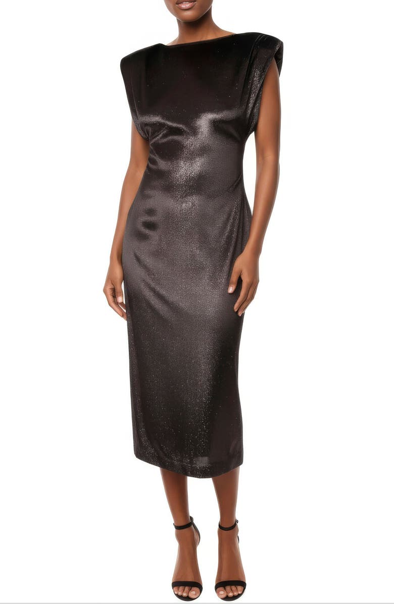 AREA STARS Lurex Velvet Dress, Main, color, Black