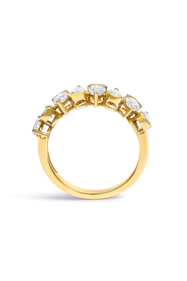 14K Gold 1 2/3 Cttw Lab Grown Pear Shaped Diamond Band Ring, Alternate, color, Yellow Gold