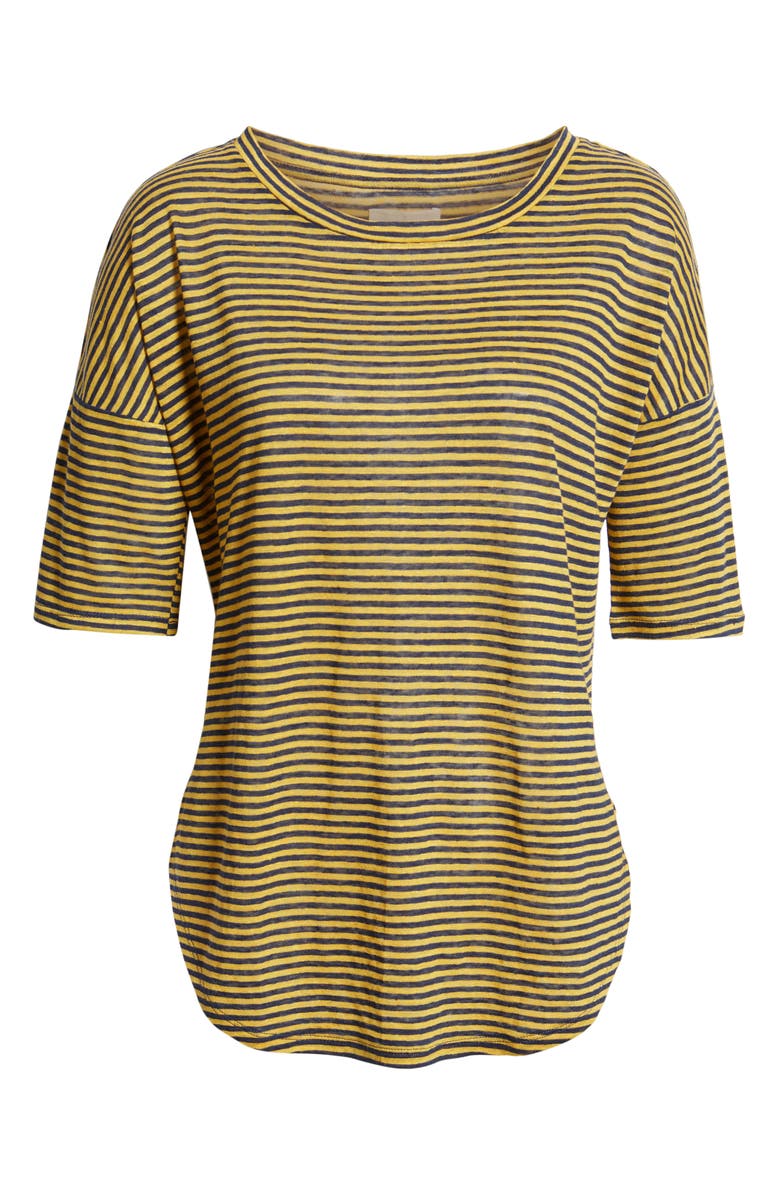 Lou & Grey Striped Linen Tee, Alternate, color, Wild Sunflower