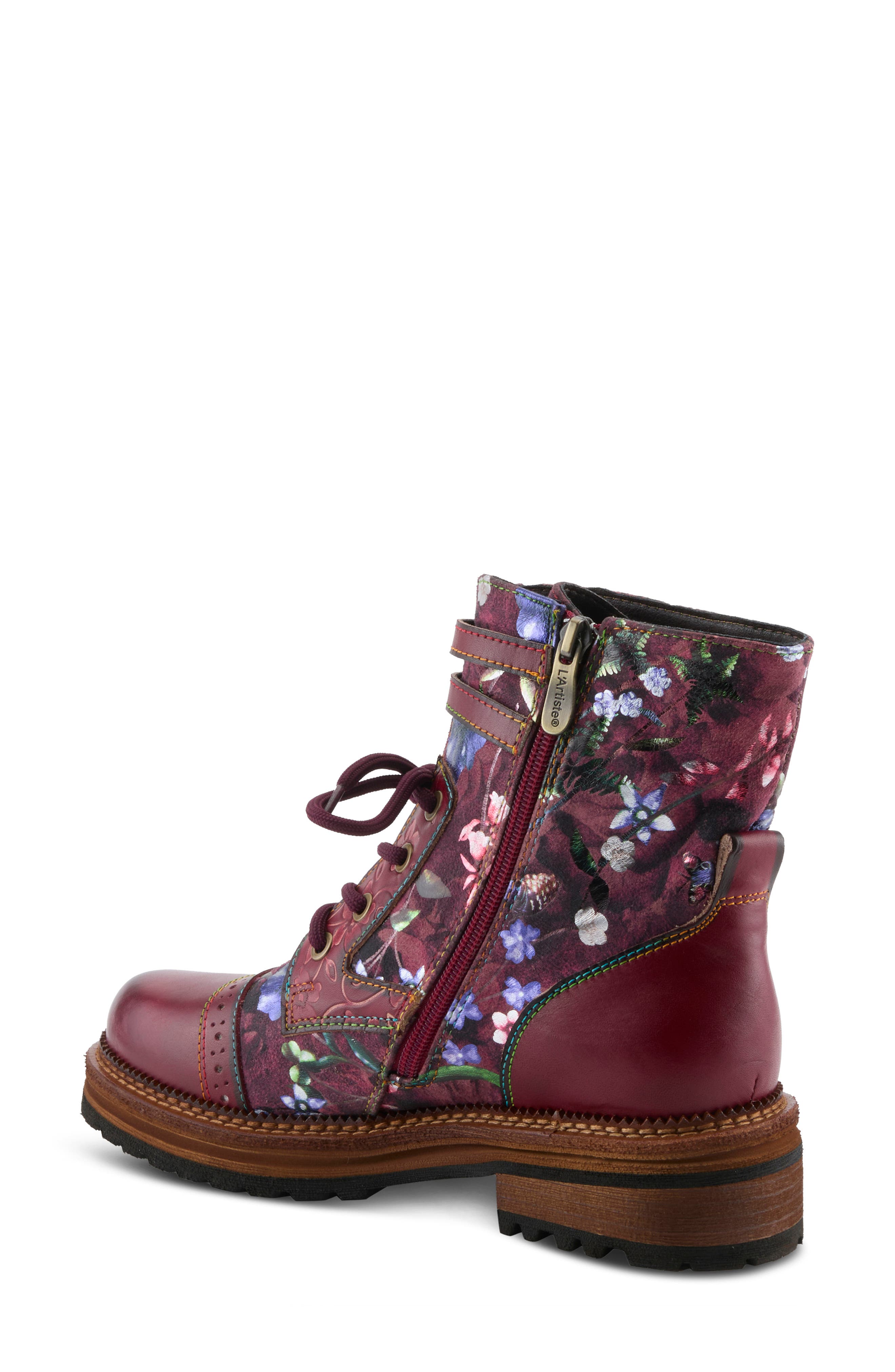 All The Way Floral Lace-Up Bootie, Alternate, color, BORDEAUX MULTI