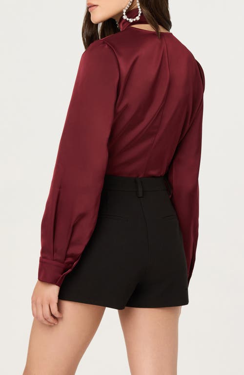 Astr The Label Felista Scarf Neck Long Sleeve Shirt In Burgundy