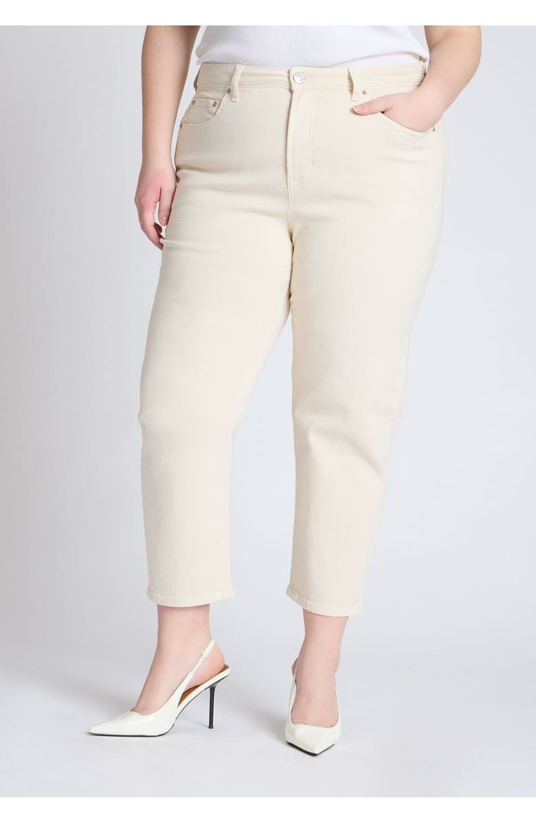 ELOQUII The Naomi Comfort Stretch Straight Crop Jean, Alternate, color, Ecru