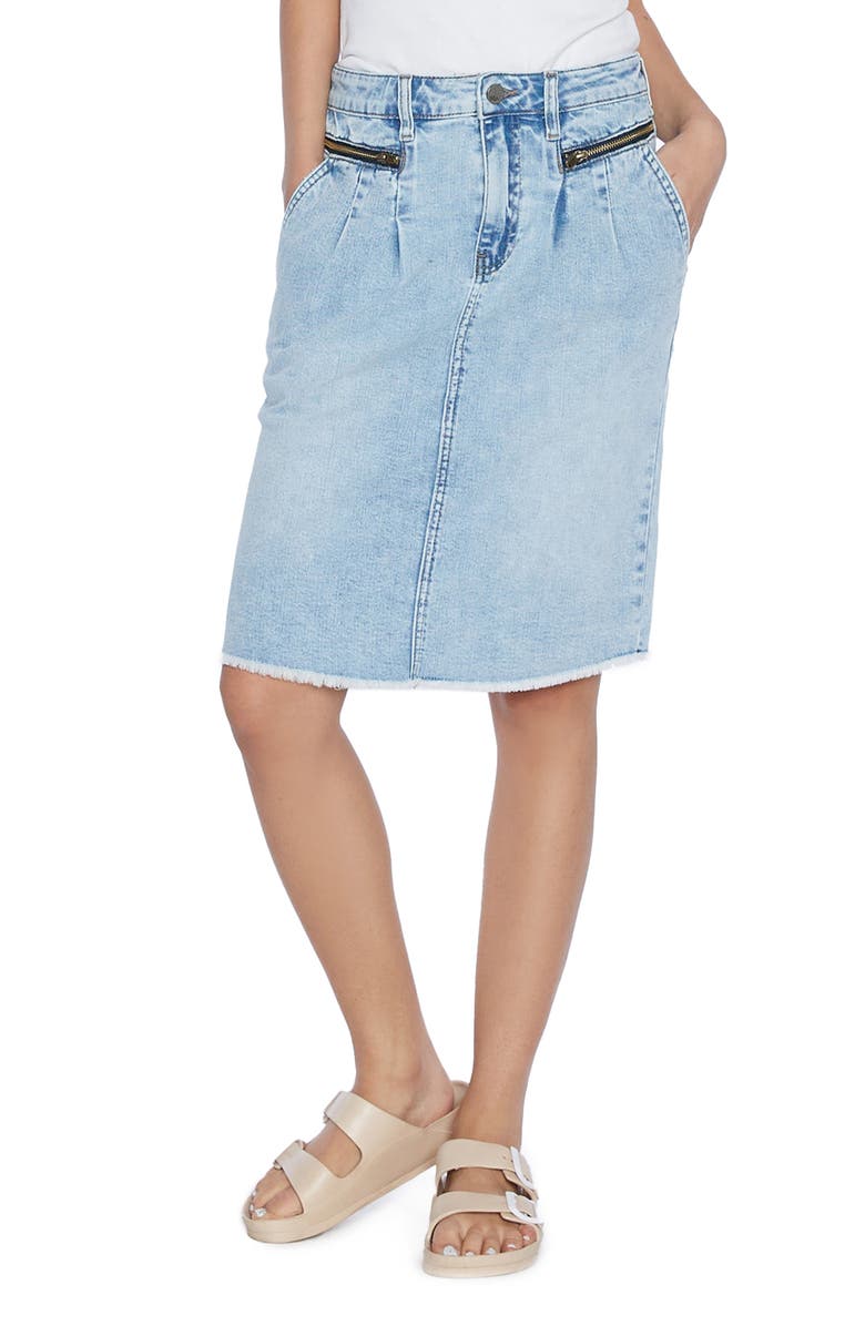 Wash Lab Denim Zip Pocket Denim Midi Skirt, Main, color, Leo Blue