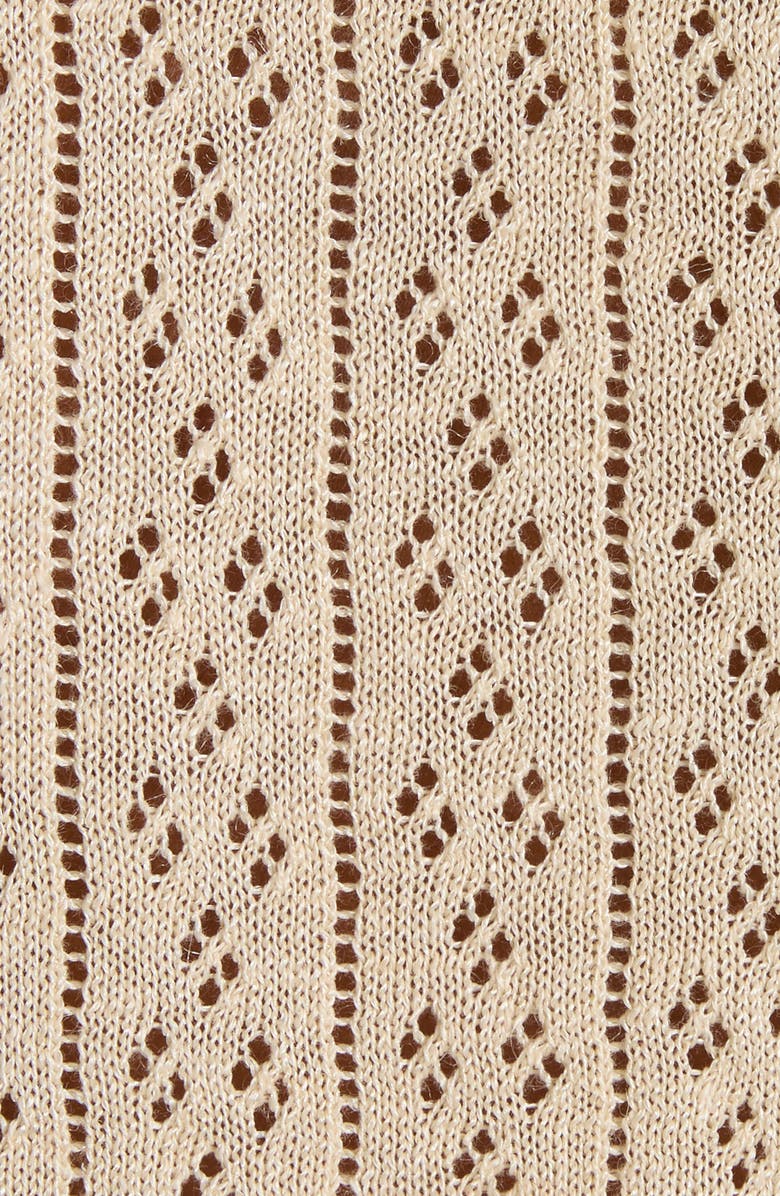 Valentino Garavani Pointelle Knit Polo Sweater, Alternate, color, Light Hazelnut