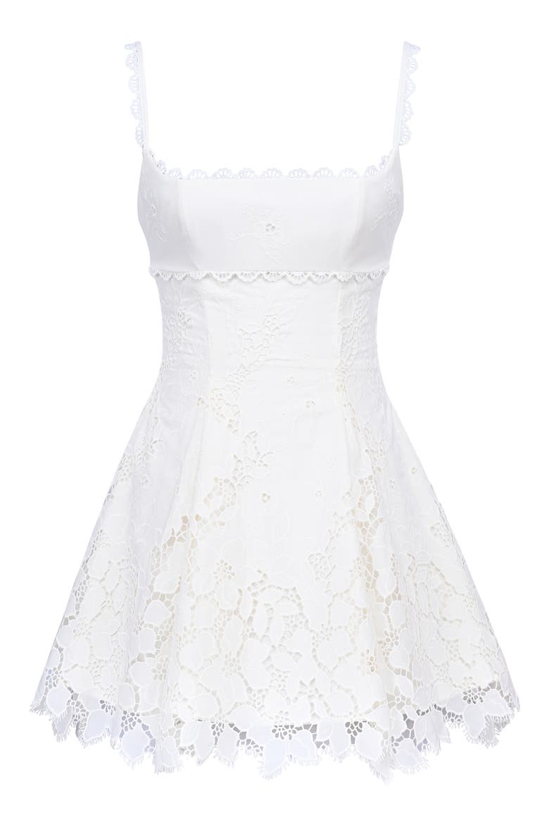 Isla Scalloped Lace Cocktail Minidress, Alternate, color, WHITE