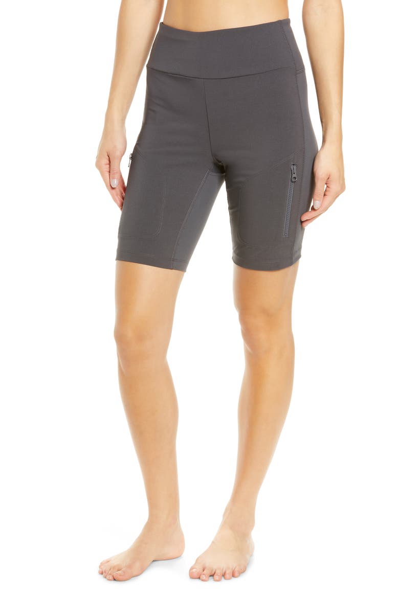 High Waist Hybrid Bike Shorts, Main, color, GREY FORGED