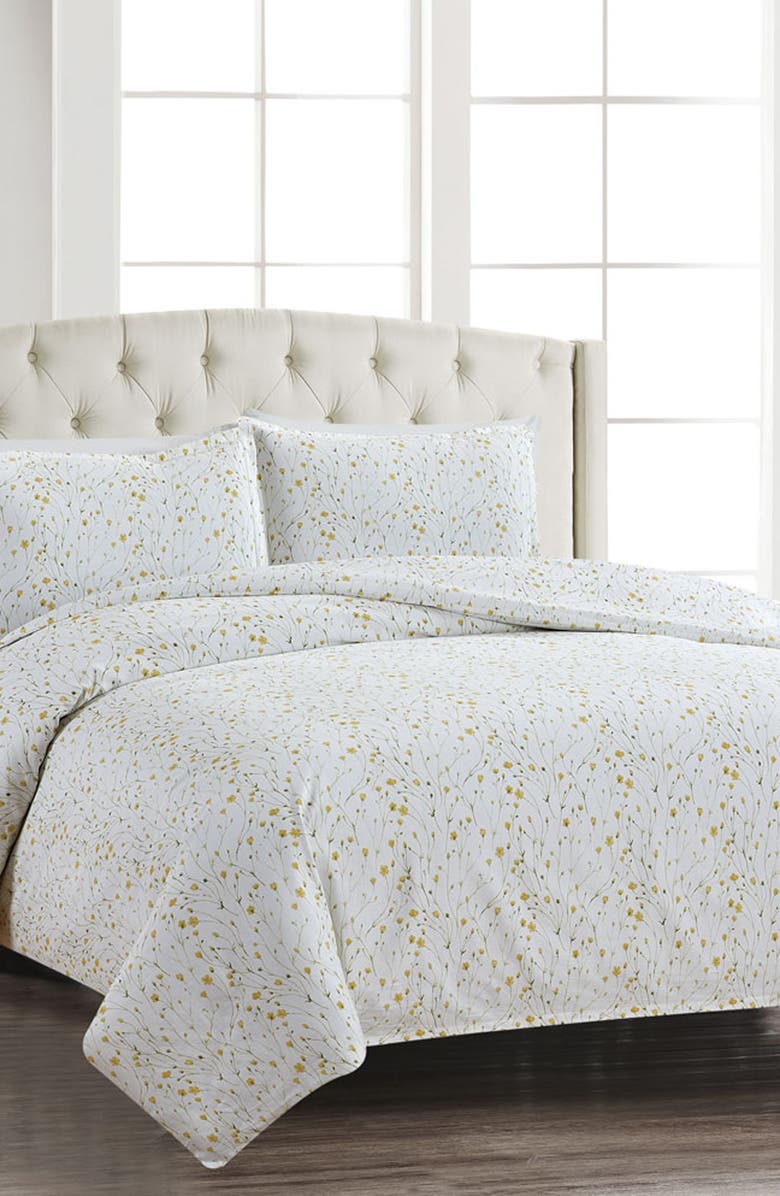 MELANGE HOME Yellow Buttercup 400 Thread Count 100% Cotton Duvet Cover Set, Main, color, Yellow