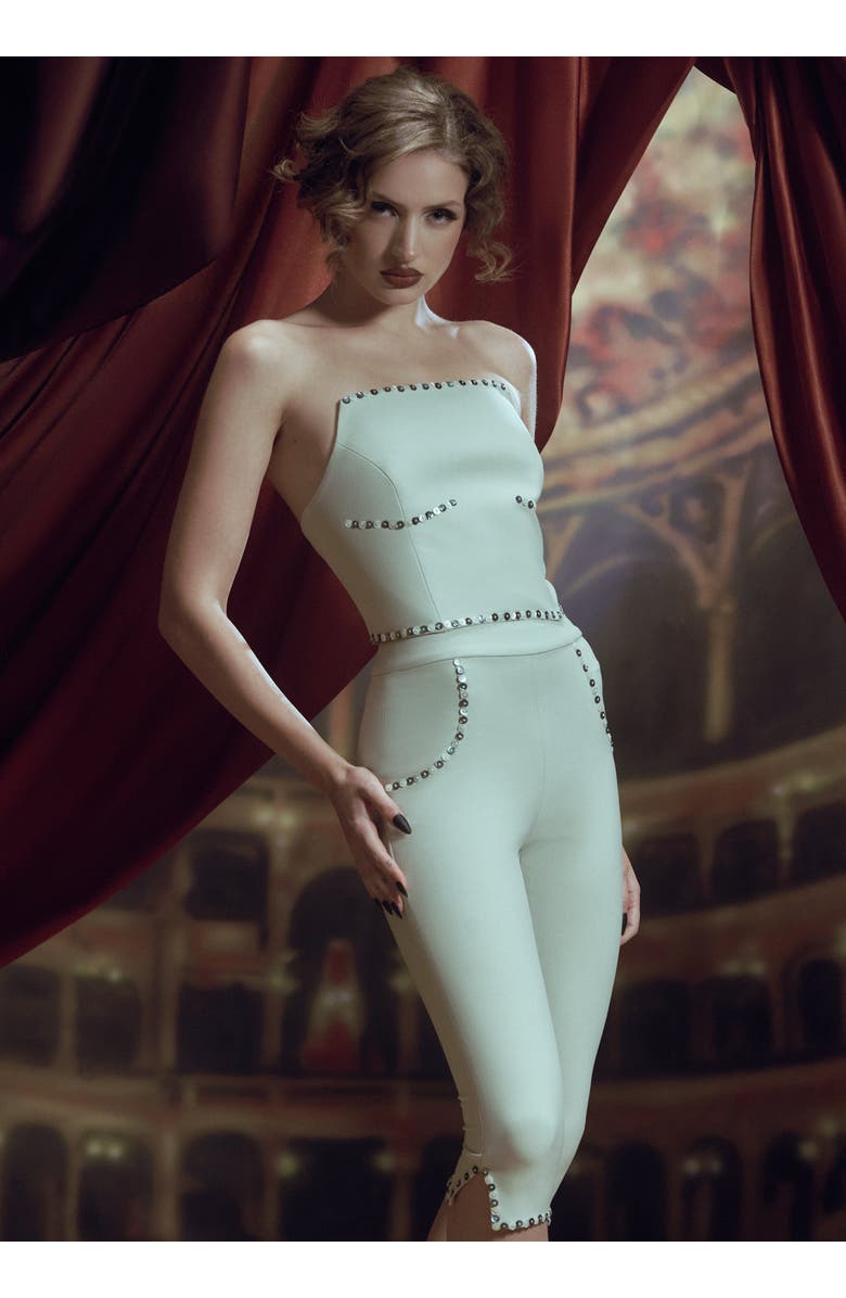 Contessa Mills Benjamin Fitted Stretch Bustier Top, Alternate, color, Sage