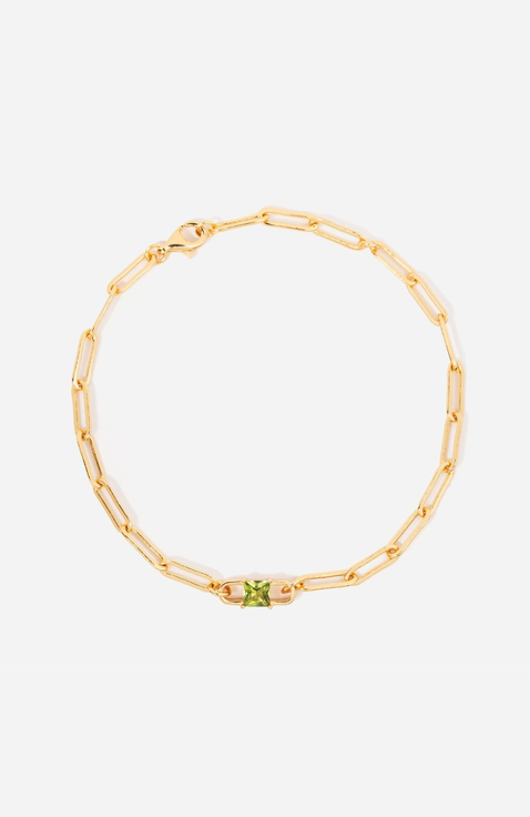 Birthstone Paperclip Chain Bracelet