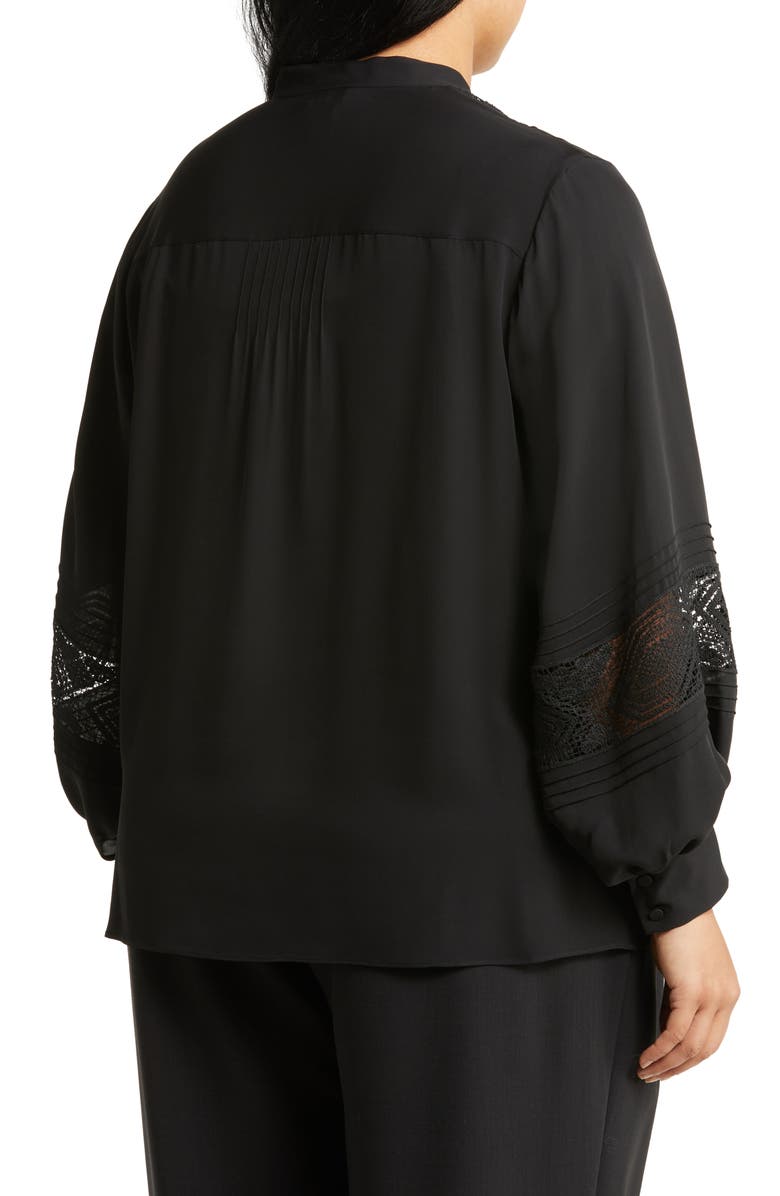 Lafayette 148 New York Boheme Lace Inset Silk Blouse, Alternate, color, 