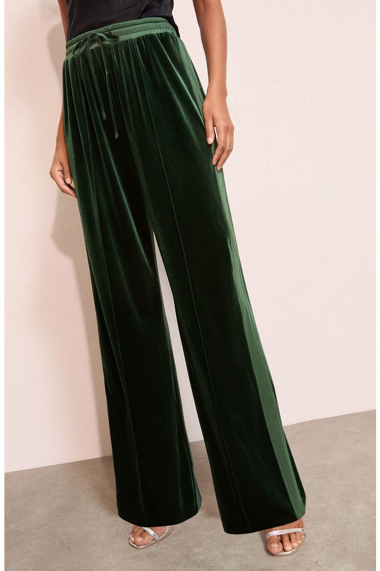 Velvet Wide Leg Pants, Alternate, color, GREEN
