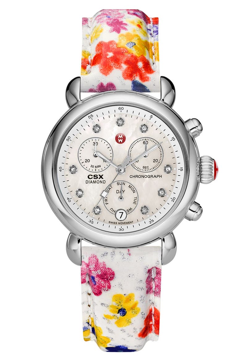 'CSX-36' Diamond Dial Watch Case, 36mm, Alternate, color, SILVER