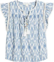 Treasure & Bond Crochet Trim Linen Blend Top