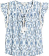 Treasure & Bond Crochet Trim Linen Blend Top