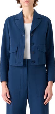 Akris punto Straight Fit Cotton Stretch Seersucker Jacket