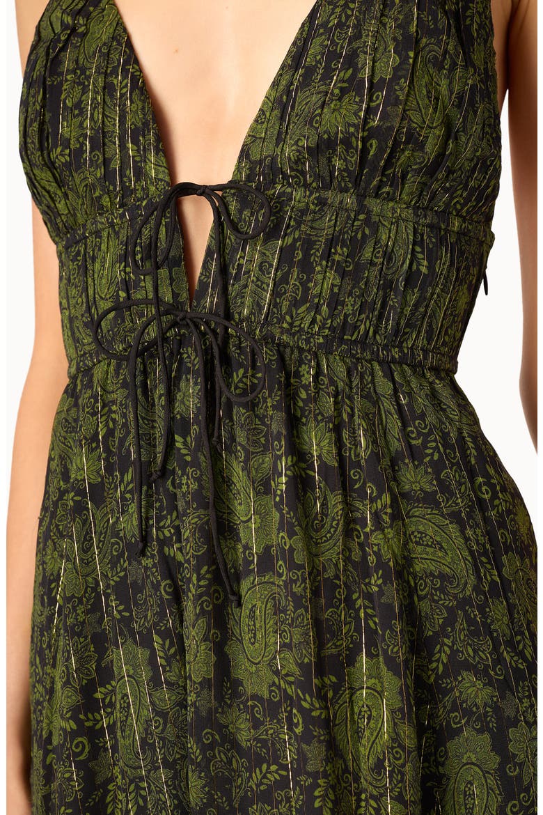 Dorinda Metallic Stripe Paisley Silk Blend Chiffon Maxi Dress, Alternate, color, FOREST PAISLY