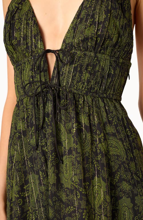 Cami Nyc Dorinda Metallic Stripe Paisley Silk Blend Chiffon Maxi Dress In Green