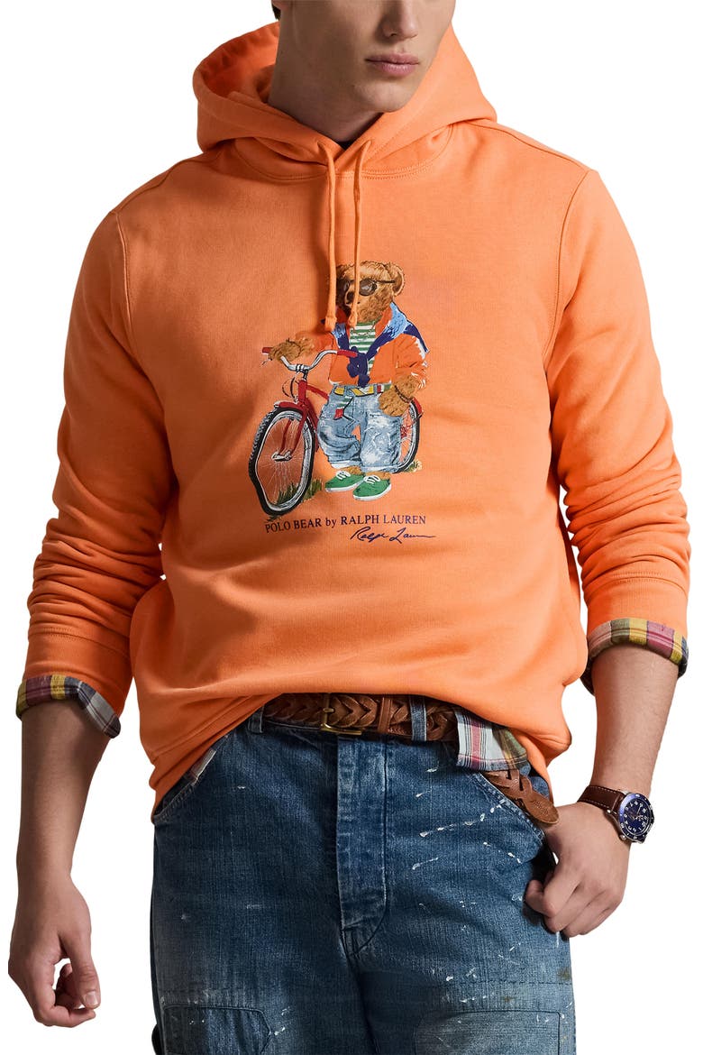 Polo Bear Fleece Graphic Hoodie, Main, color, POPPY-SUMMER BEAR