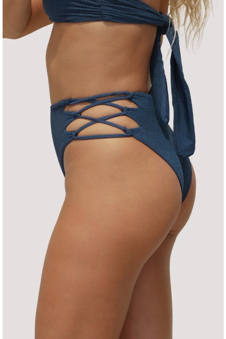 Theo High Waist Bikini Bottoms, Alternate, color, AZUL RIPPLE