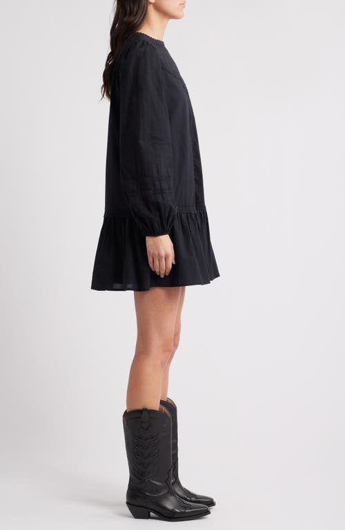 Shop Treasure & Bond Lace Detail Long Sleeve Shift Dress In Black
