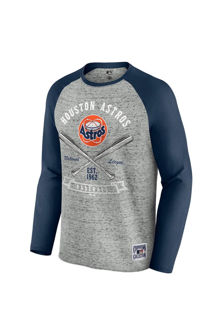 Men's Darius Rucker Collection by Fanatics  Heather Gray Houston Astros Raw Edge Raglan Long Sleeve Baseball T-Shirt, Alternate, color, Heather Gray