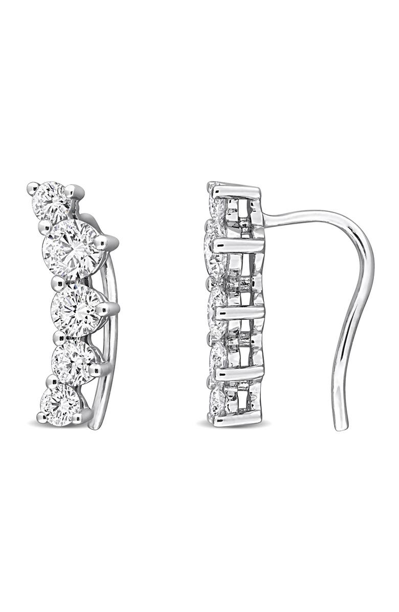 Created Forever Sterling Silver Lab Grown Diamond Ear Crawlers, Main, color, White