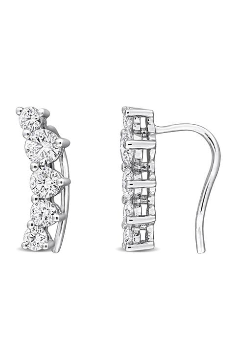 Sterling Silver Lab Grown Diamond Ear Crawlers