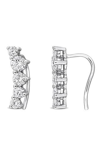 Created Forever Sterling Silver Lab Grown Diamond Ear Crawlers In Silver