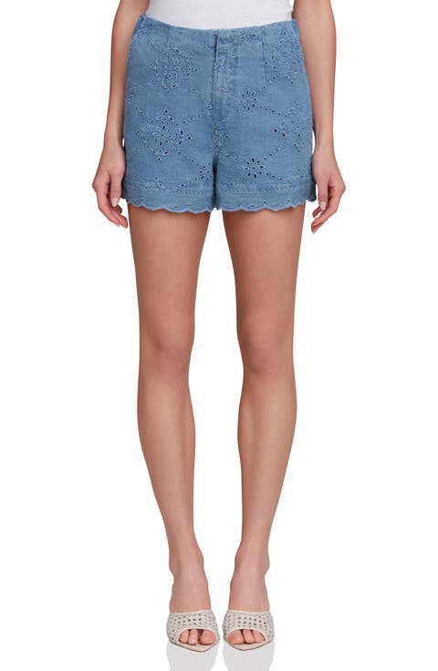 Stretch Cotton Eyelet Shorts