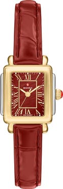 MICHELE Deco Madison Mini Two-Tone Leather Strap Watch