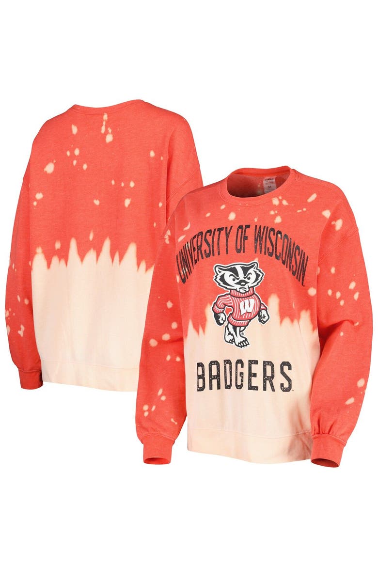 Women's Gameday Couture Red Wisconsin Badgers Twice As Nice Faded Dip-Dye Pullover Sweatshirt, Main, color, Red