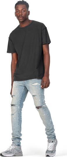 Ripped Paint Splatter Stretch Skinny Jeans