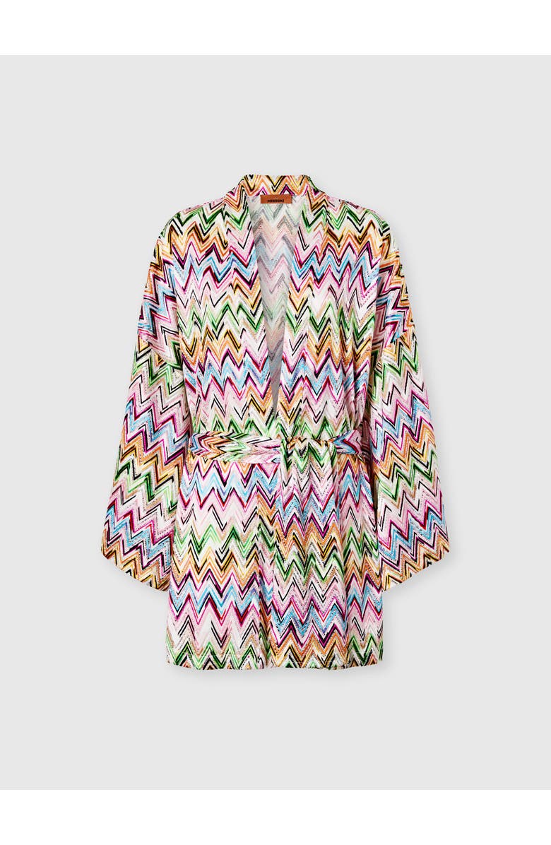 Missoni Kimono Cover-up In Stretch Viscose With Lace And Zigzag Motif, Main, color, Multicoloured